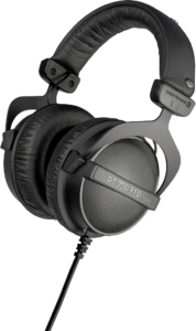 a pair of headphones with a cord