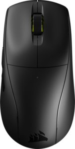 a black computer mouse with a black background