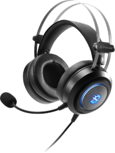 a black headphones with a microphone