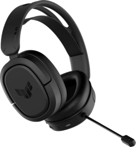 a black headphones with a microphone