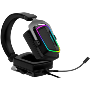 a headphones with a colorful light